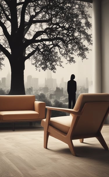 A person with long hair lies on a massage table, receiving a massage on the upper back. A small butterfly tattoo is visible on their back. The setting appears to be serene and calming, with a plant in the foreground adding a touch of nature.