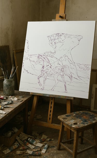Horse Painting Sketch By Maamar Tazi
