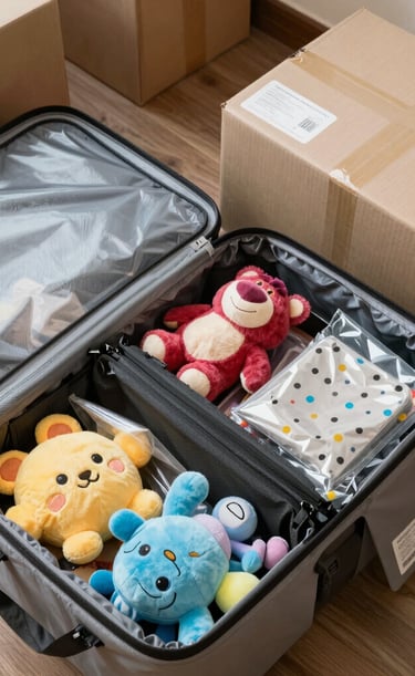 A freight ship docked at port, with workers loading household items for Gulf countries.