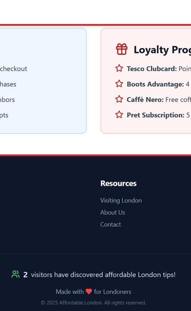 a website page with a list of money saving apps in london