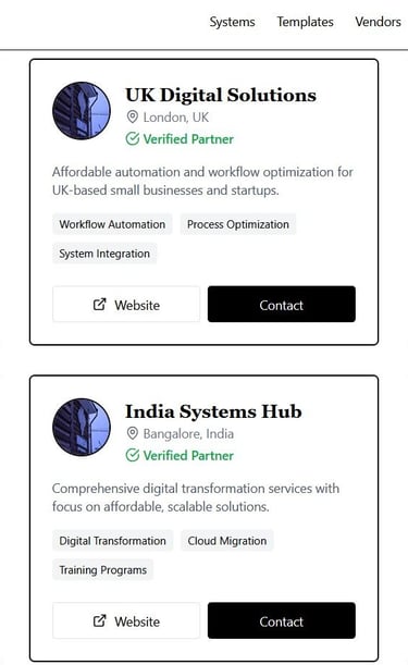 a bunch of different types of systems that are available on the website
