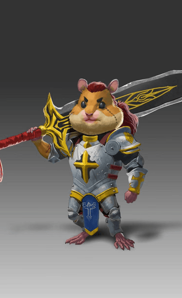 a hamster dressed in armor and holding a sword