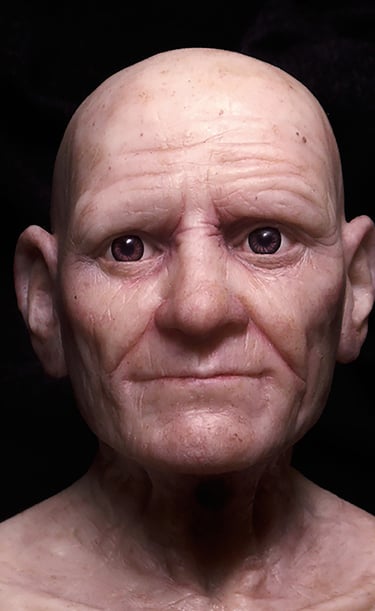 Hyper-realistic silicone head sculpt created using advanced 3D sculptural services