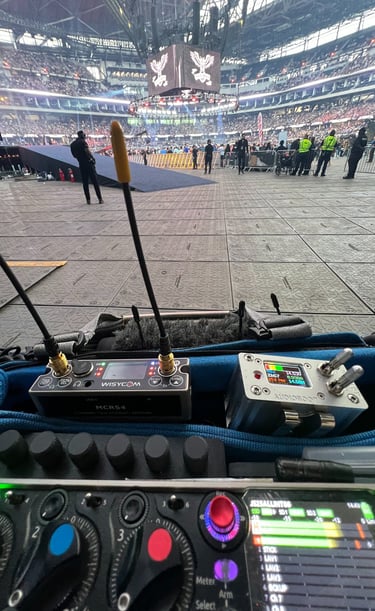 Location sound bag in full arena. 