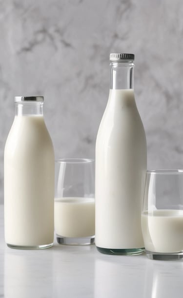 Fresh green leaves arranged delicately beside a jar of creamy kefir on a clean white surface
