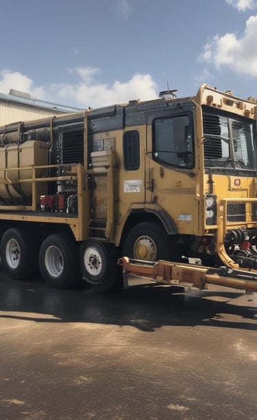 Control boxes installed on-site amid oilfield equipment under a clear blue sky.
