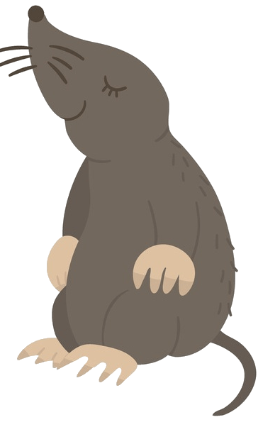 a little brown cartoon mole sitting up on the text box