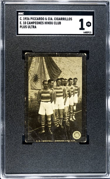 1926 Piccardo & CIA Cigarillos Plus Ultra Basketball Card E10 Campeones Hindu Club