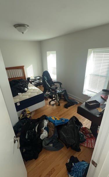 Estate property interior before professional cleanout and junk removal