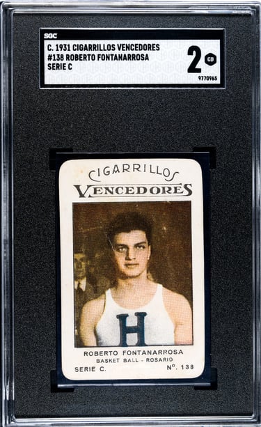 1931 Cigarrillos Vencedores Argentina Basketball Card Rare Vintage #138 Roberto Fontanarrosa