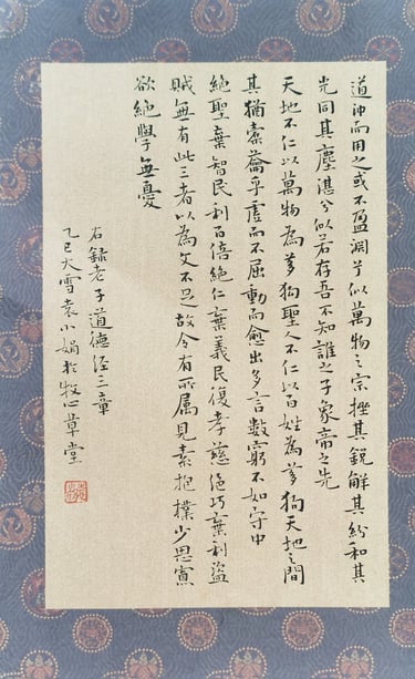 袁小娟原创中国书法《道德经》三章，书于宣纸，钤朱印