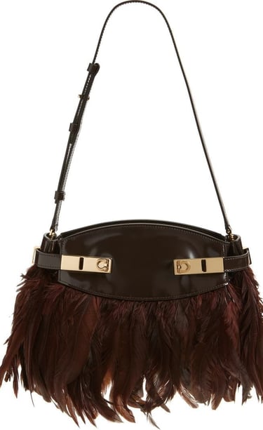 Hug Leather & Feathers Clutch