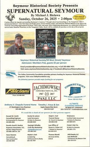 Supernatural Seymour flyer for the program at Seymour Historical Society