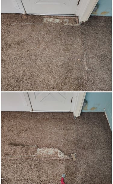 Large dog damaged this carpet in Provo, UT. We repaired it to save the carpet from being replaced.