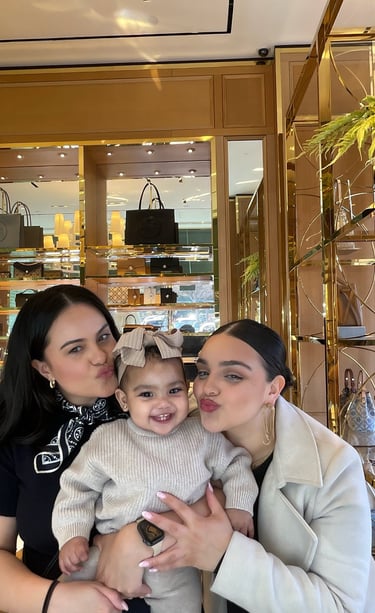 family at a photo booth