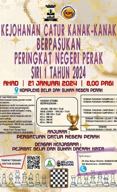 Malaysia Chess. Kejohanan Catur Kanak-Kanak Berpasukan Peringkat Negeri Perak Siri 1 Tahun 2024 