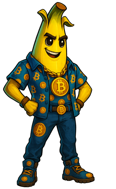 a banana banana with bitcoin on it