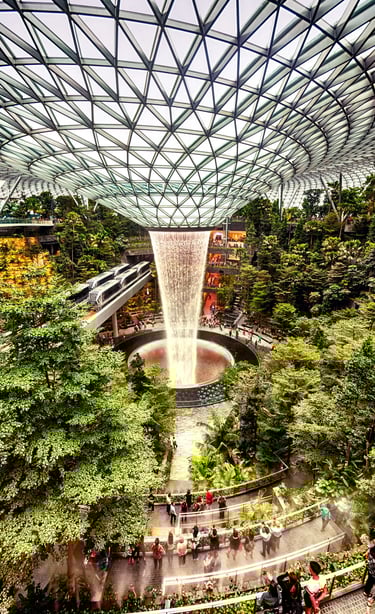 Changi Airport Singapore waterfall