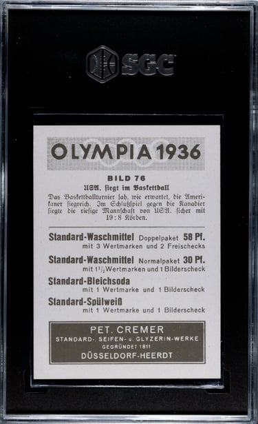 Pet Cremer Basketball card 1936 (back) berlin