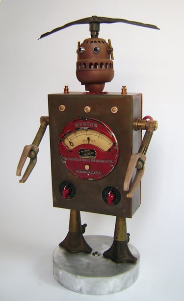 Assemblage robot named DM80 by Santa Barbara artist Tal Avitzur.