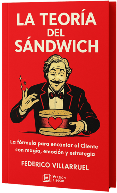 Portada del libro La Teoría del Sándwich de Federico Villarruel, sobre experiencia del cliente, mark