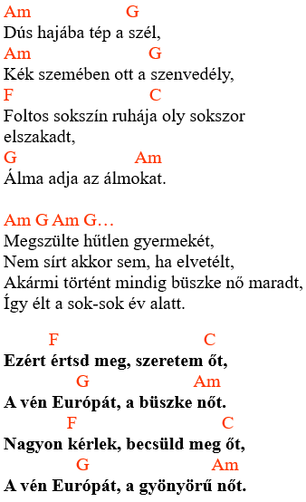 Varga Miklós - zeneszöveg és akkordok 1