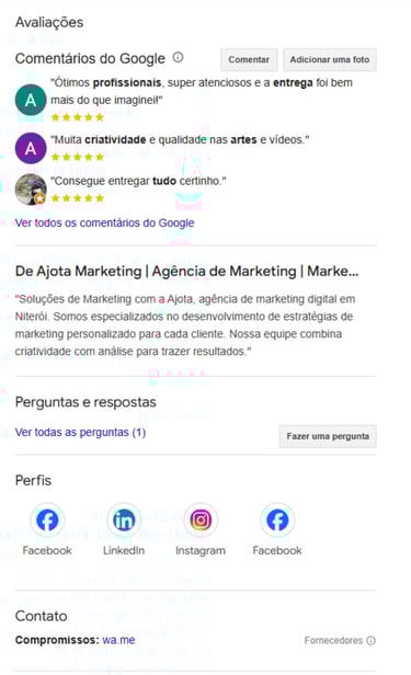 Serviço completo e personalizado para gerenciar e otimizar o Google Perfil de Empresa 