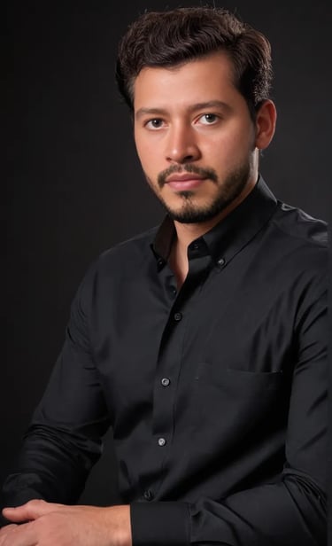 a man in a black shirt and a black shirt