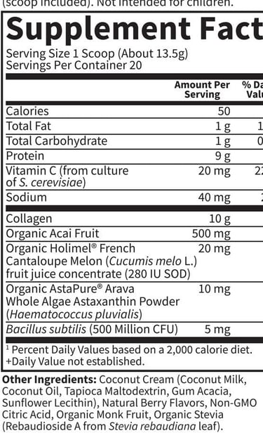 Garden of Life Grass Fed Collagen Super Beauty Powder label