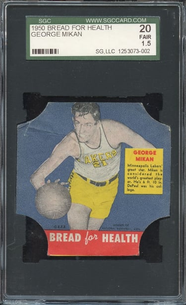 1950 Bread For Health George Mikan Basketball Card SGC 1.5 PWCC Top 30% Eye Appeal