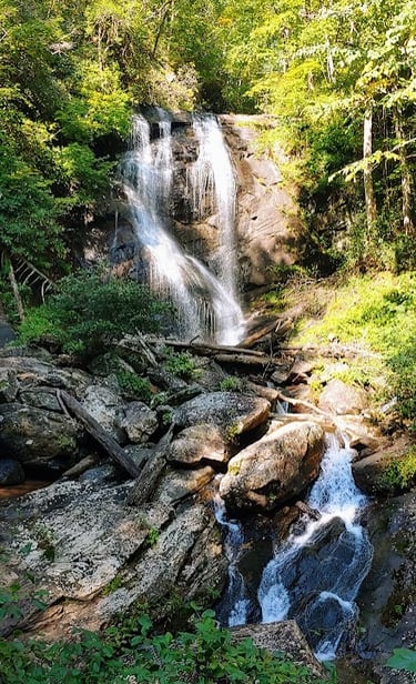 Helen GA - the left & right creeks merge into 1 at Anna Ruby Falls