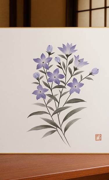 Handgemalte Shikishi – signierte japanische Kunst auf traditioneller Papierkarte