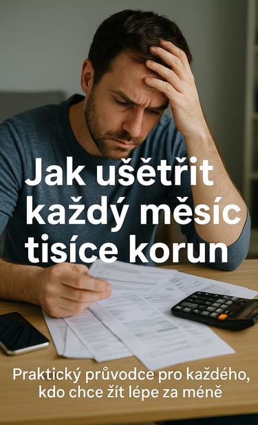 Znepokojený muž počítá výdaje, aby každý měsíc ušetřil.