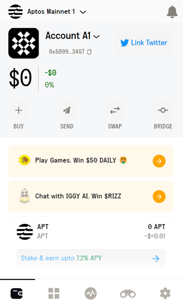 Aptos sui martian wallet account balance