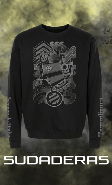 sudadera negra de felpa  tezcatlipoca espejo humeante 