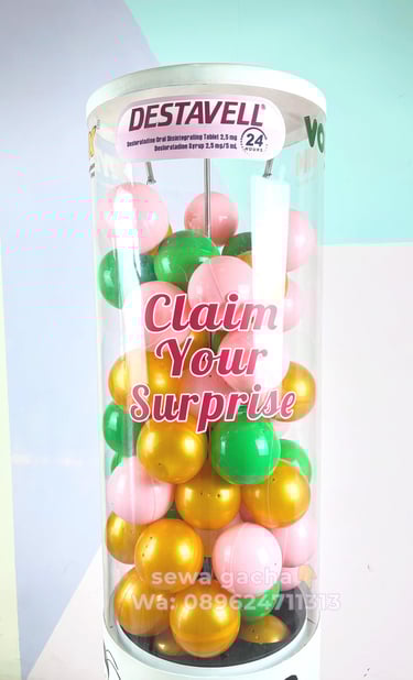 sewa mesin gachapon putih small malang