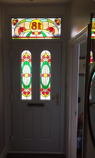 bespoke glass inside a composite front door