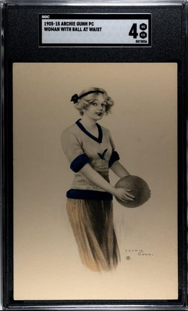 Archie Gunn Artist Illustrated Basketball Woman Postcard