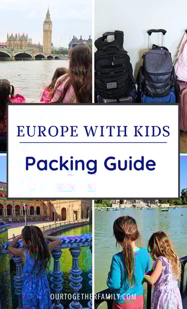 mom and kids in london. kids in Seville and Madrid Spain. carry-on bags