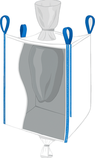 Liner para bigbag / supersaco con 2 valvulas para carga y descarga