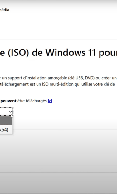 Téléchargement de l'image ISO officielle de Windows 11 depuis le site de Microsoft