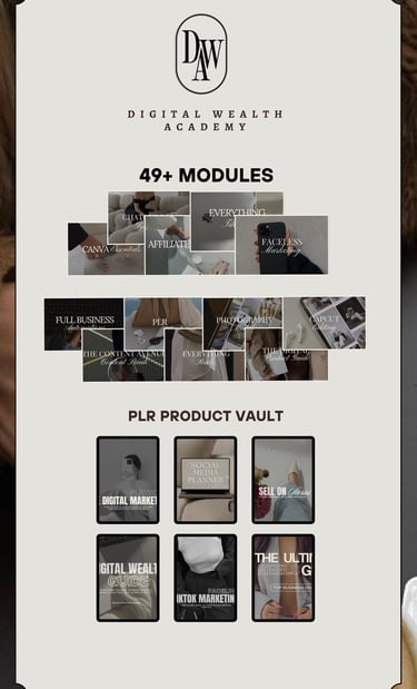 Burnout Business Course – over 49 modules and exclusive PLR product archive in the Digital Wealth Academy for building an onl