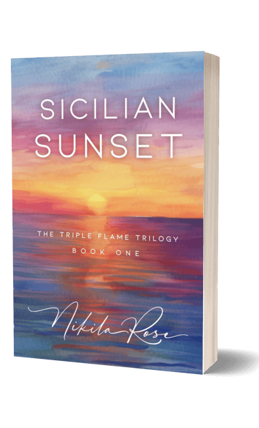 Discrete cover of the novel Sicilian Sunset