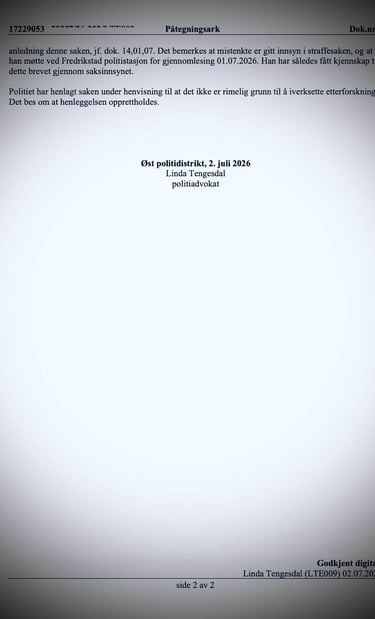 Fredrikstad Police, Østfold police, Salah Al Saadi candidate, Blackmail, Extortion, Linda Tengesdal