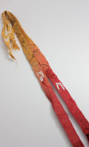 karine-nguyen-van-tham-La riviere aux ancetres, broderies de soie et lin sur ruban tissé, 250x8 cm