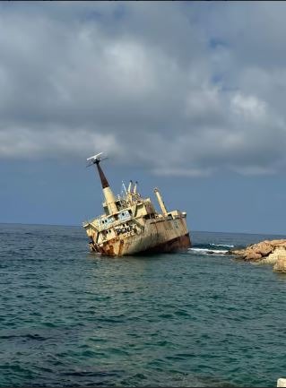 Enjoying views of the Edro III Shipwreck and the natural sea caves..