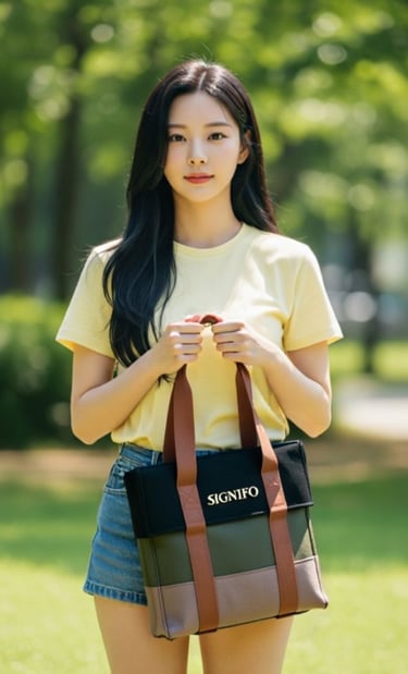 SIGNIGIRL dengan tote bag SIGNIFO tema Harmoni Alam.