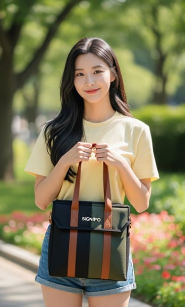 SIGNIGIRL dengan tote bag SIGNIFO tema Harmoni Alam.
