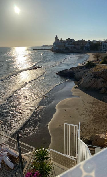 a view of the Sitges beach with a view of the sea
