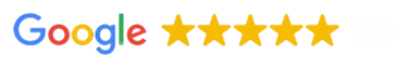 Google graphic displaying 5 full stars, representing Gili Scuba Diving's outstanding reviews and high customer satisfaction i